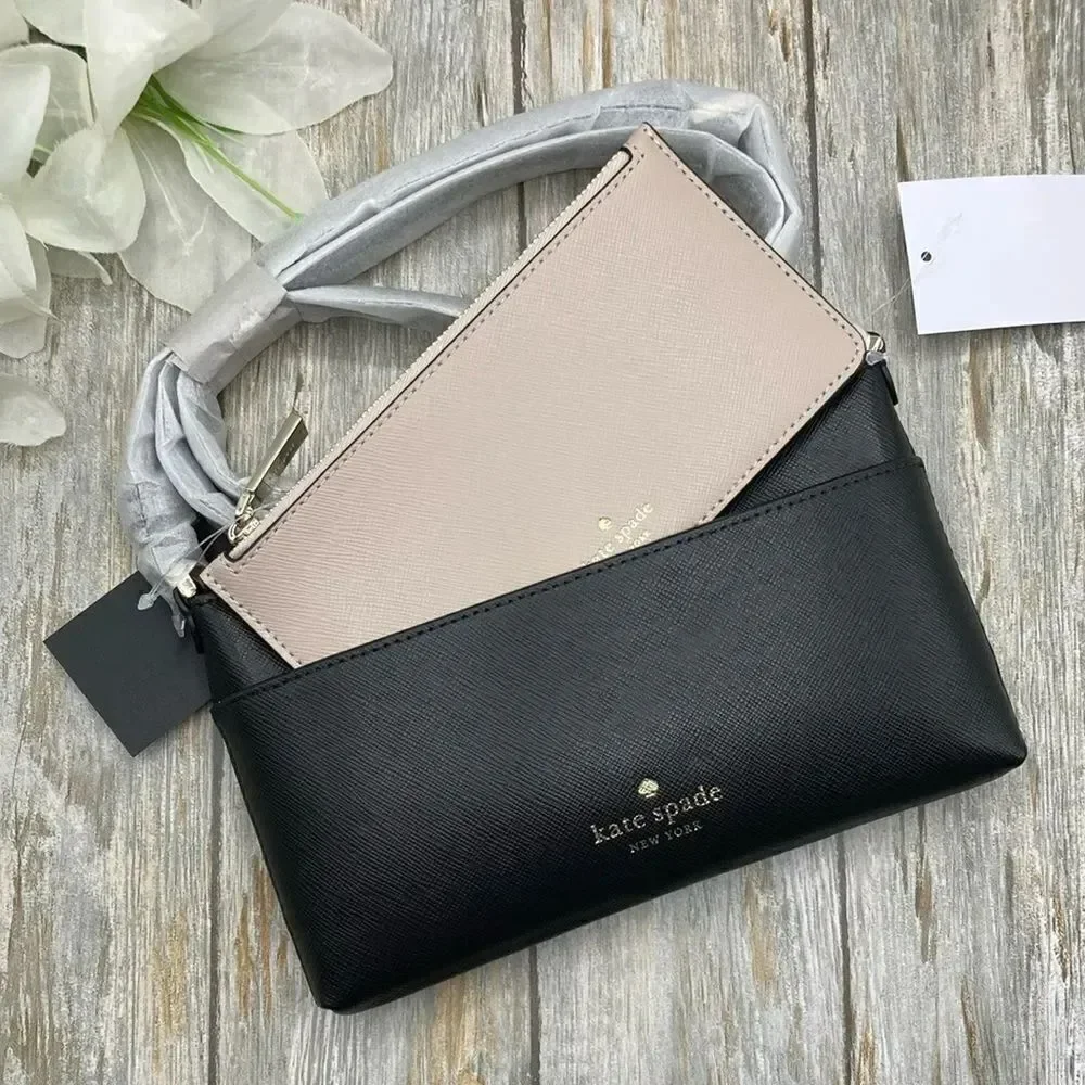 Kate Spade Purse Black Slim Sadie Crossbody Set Bag Wallet
